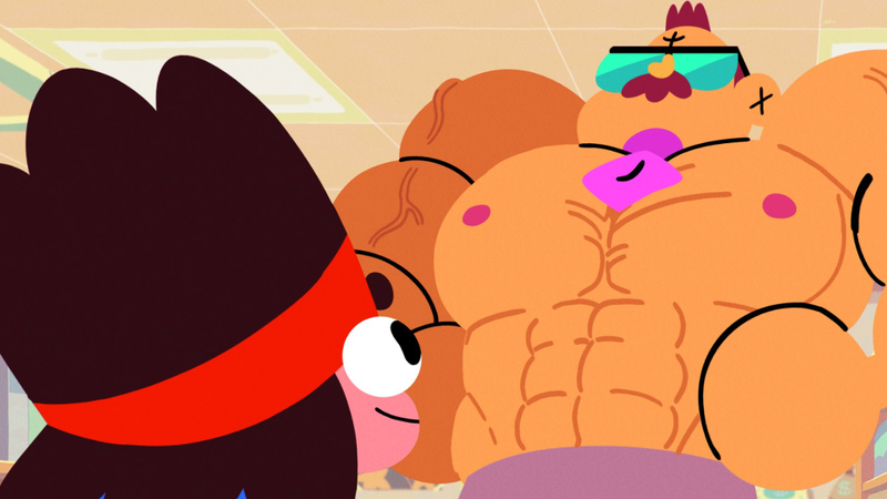 K.O.’s boss Mr. Gar sporting a nice tie... and not much else.